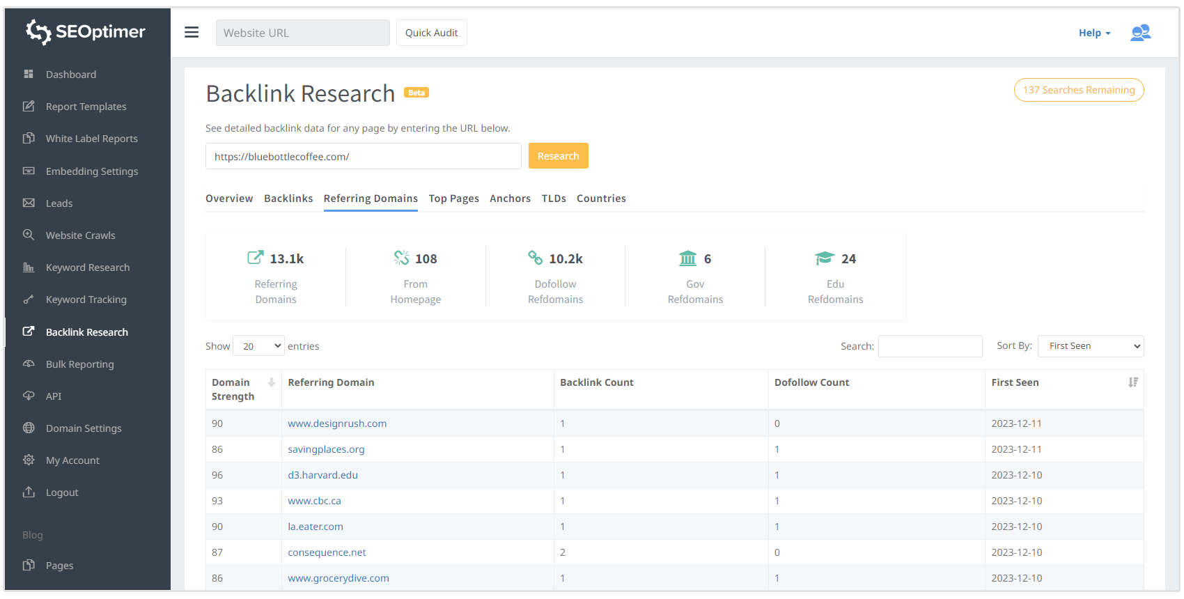 strumento di ricerca backlink domini di riferimento